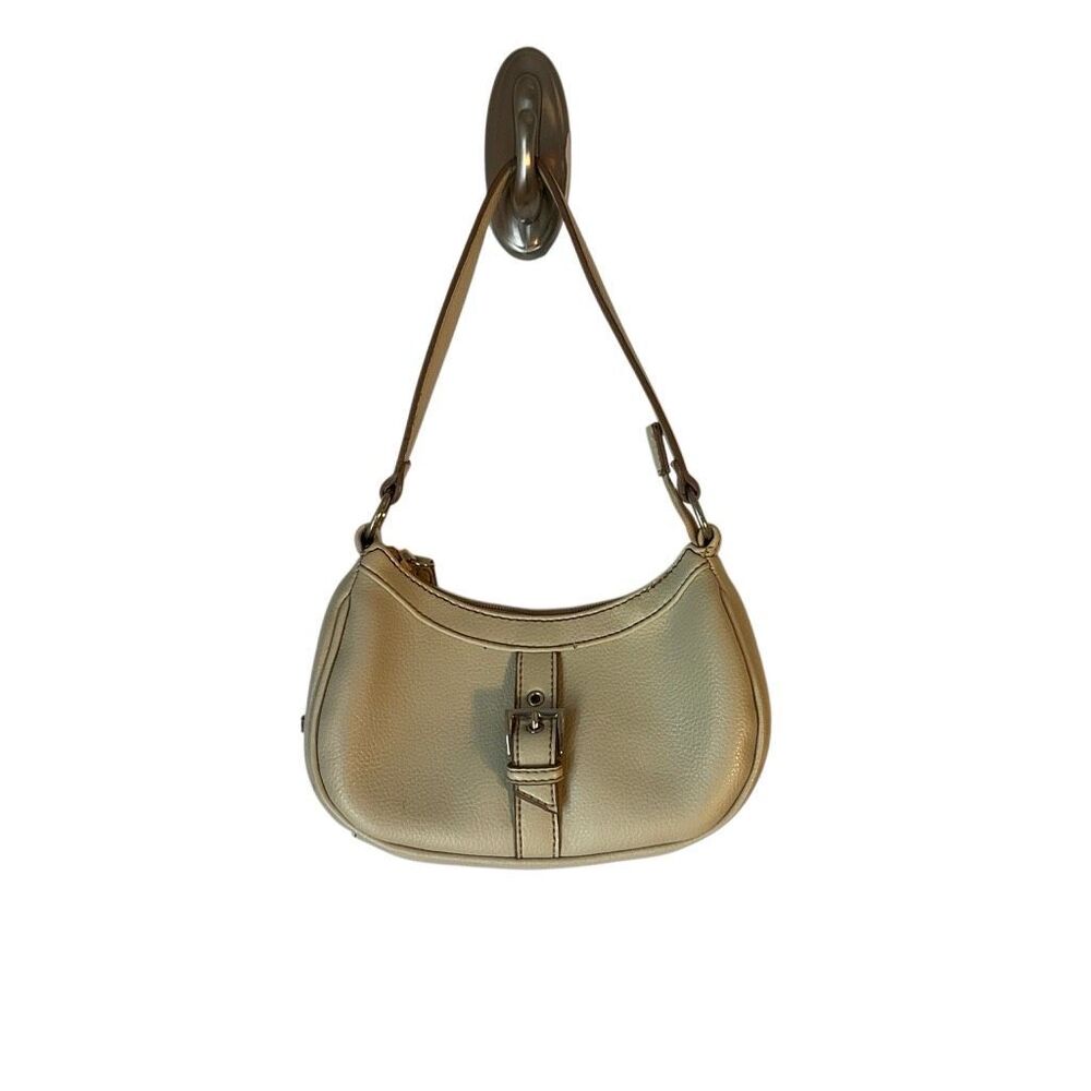Vintage 90s 9&CO Small Hobo Buckle Shoulder Bag Cream